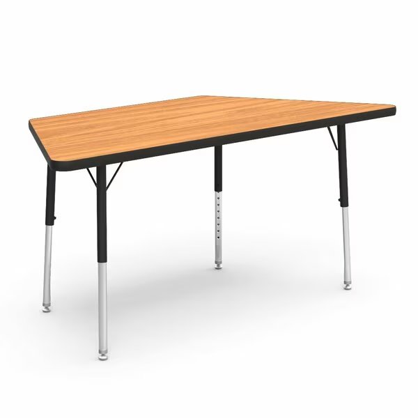 25.81 in. W X 60 in. L X 17-25 in. H, Medium Oak Top / Black Edge, Virco, Mfr#: 48TRAP60LO