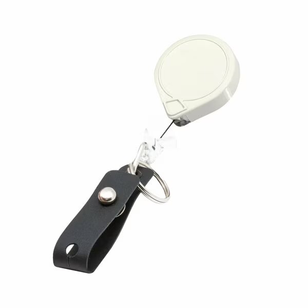 Round HD Super Duty  MINI-BAK, White, Swivel Clip, Hi-Capacity Strap/Split Ring, POLY, Key-Bak, Mfr#: 0026-0164-H