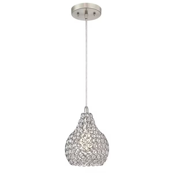 Pendant 60W Mini Kelcie, Brushed Nickel Crystal Jewel Shade, Westinghouse, Mfr#: 6103700