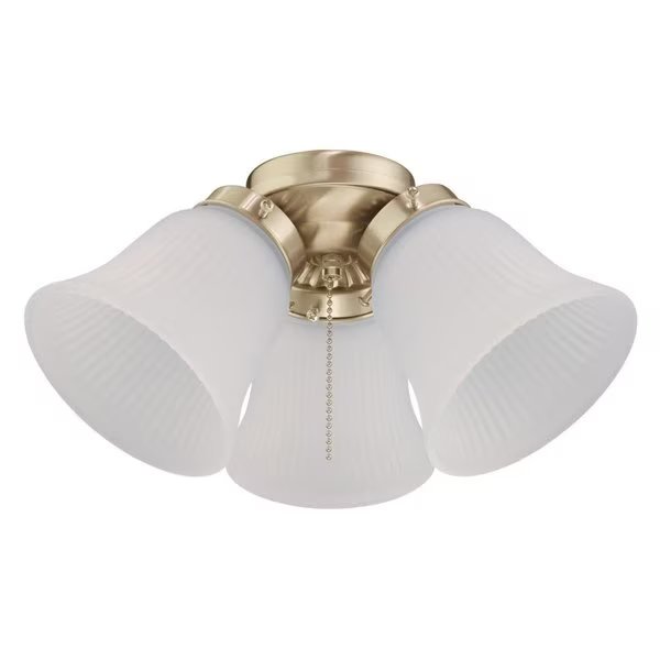 Ceiling Fan -Light Kit 3Lgt Cluster Polished Brass Frosted Ribbed Glass, Westinghouse, Mfr#: 7784500