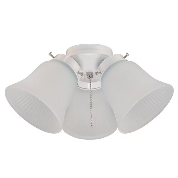 Ceiling Fan -Light Kit 3Lgt Cluster White Finish Frosted Ribbed Glass, Westinghouse, Mfr#: 7784700