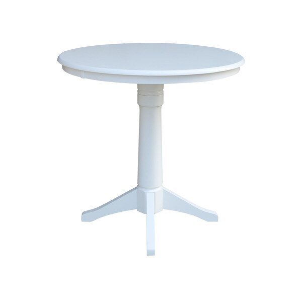 Round Pedestal Table, 36 in W X 36 in L X 40.9 in H, Wood, White, International Concepts, Mfr#: K08-36RT-27B-6B-2