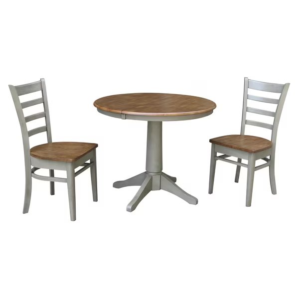 Round Dining Table, 36 in W X 48 in L X 30.1 in H, Wood, Distressed Hickory/Stone, International Concepts, Mfr#: K41-36RXT-27B-C617-2