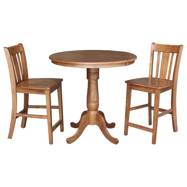 Round Dining Table, 36 in W X 48 in L X 35.3 in H, Wood, Distressed Oak, International Concepts, Mfr#: K42-36RXT-6B-S102-2