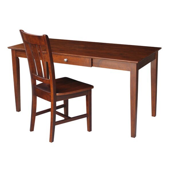 Desk with Drawer, Larger Size And Chair, 26 in D X 60 in W X 30 in H, Unfinished, Wood, International Concepts, Mfr#: K-581-42-10