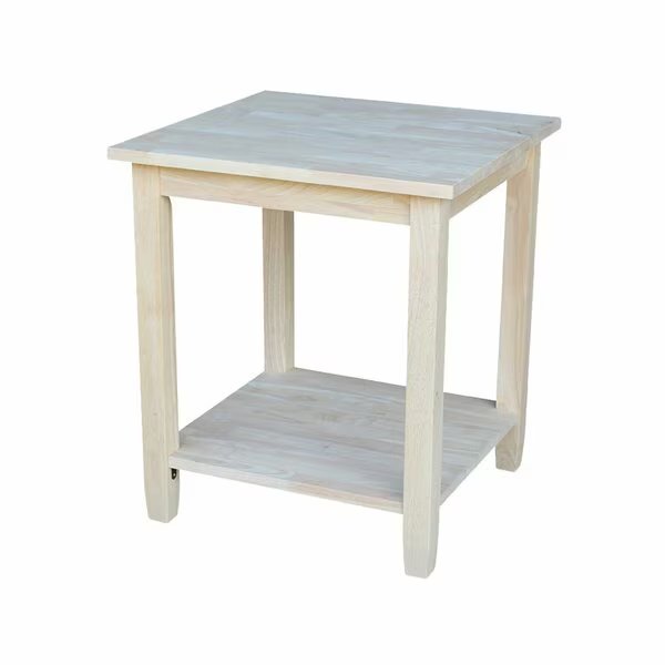 Rectangle Solano End Table, 22 in W X 21 in L X 25 in H, Wood, Unfinished, International Concepts, Mfr#: OT-6E