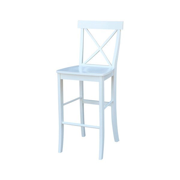 X-Back Bar Height Stool, 30" Seat Height, White