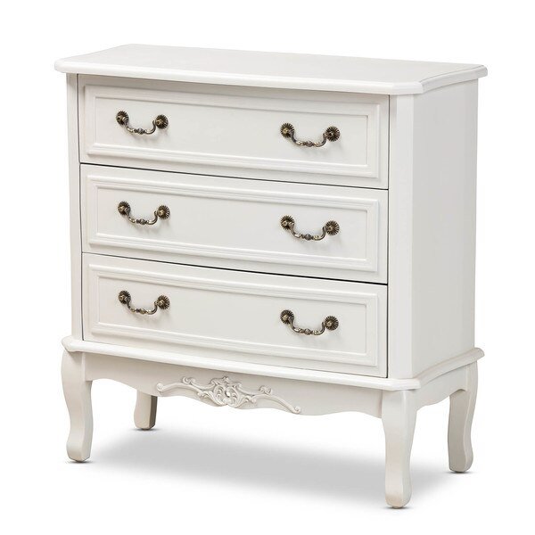 Gabrielle White-Finished 3-Drawer Wood Dresser, Baxton Studio, Mfr#: 162-10261