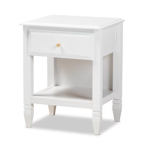 Naomi and Transitional White Finished Wood 1-Drawer Bedroom Nightstand, Baxton Studio, Mfr#: 168-10822
