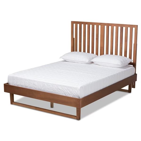 Marin Modern and Contemporary Walnut Brown Finished Wood Queen Size Platform Bed, Baxton Studio, Mfr#: 184-11136-9411-Zoro