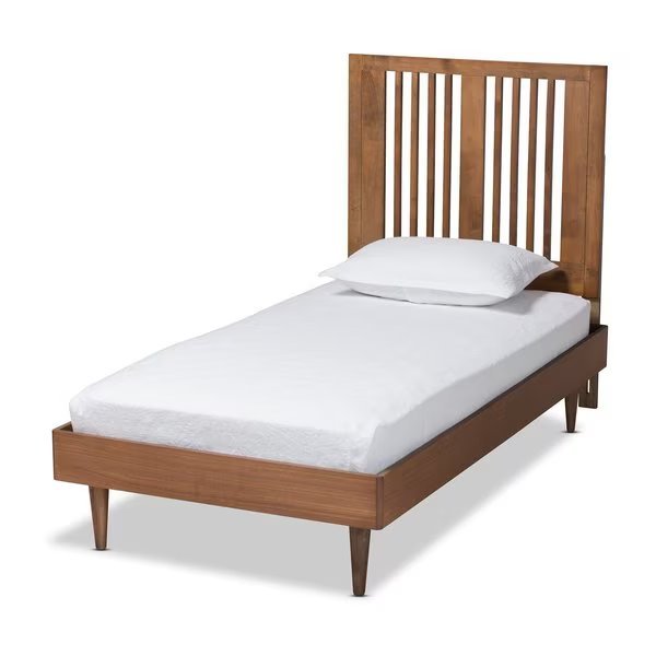 Kioshi Mid-Century Modern Transitional Ash Walnut Finished Wood Twin Size Platform Bed, Baxton Studio, Mfr#: 180-11150-11158-Zoro