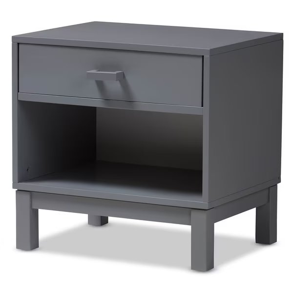 Deirdre Modern Grey Wood 1-Drawer Nightstand, Baxton Studio, Mfr#: 143-7886