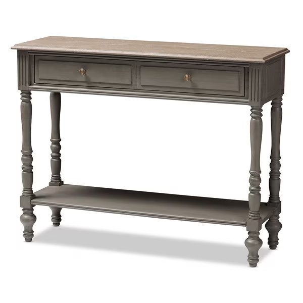 Noemie Country Cottage Farmhouse Brown Finished 2-Drawer Console Table, Baxton Studio, Mfr#: 146-8184