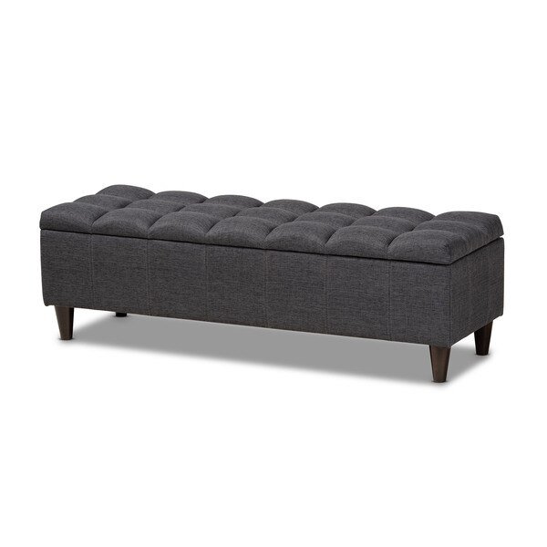 Brette Charcoal Upholstered Brown Wood Storage Bench Ottoman, Baxton Studio, Mfr#: 155-9107