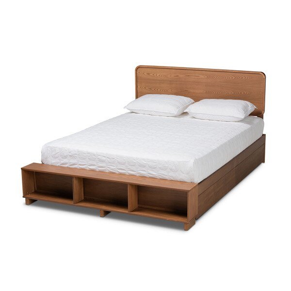 Vita Ash Walnut Wood 4-Drawer Queen Size Platform Storage Bed, Baxton Studio, Mfr#: 173-9429-10669