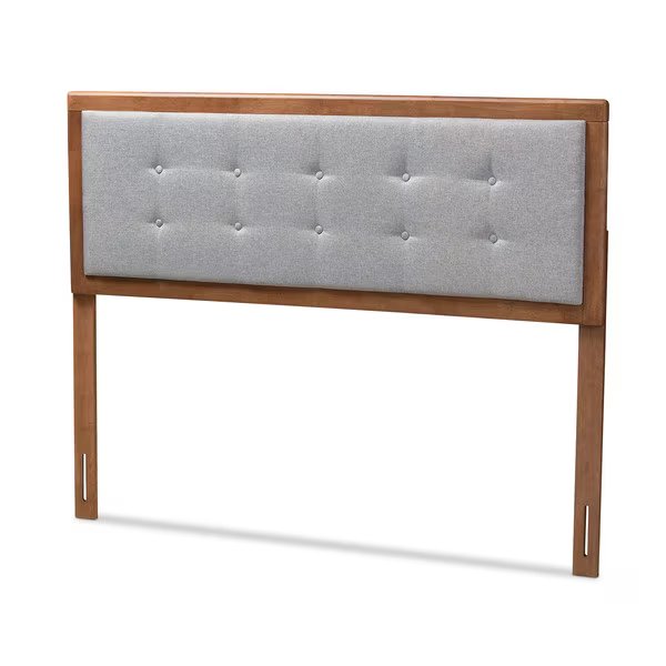 Sarine Light Grey Walnut Finished Wood King Size Headboard, Baxton Studio, Mfr#: 156-9436