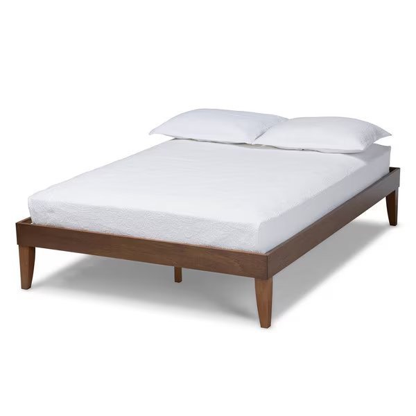 Lucina Mid-Century Walnut Brown Finished Queen Size Platform Bed Frame, Baxton Studio, Mfr#: 160-9639