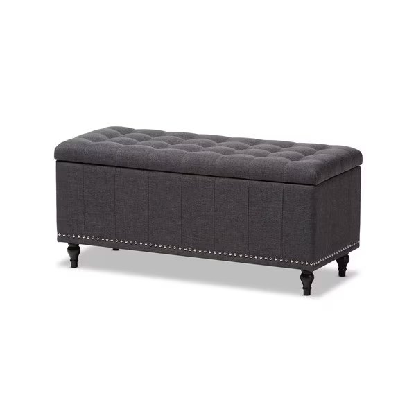 Kaylee Grey Upholstered Button-Tufting Storage Ottoman Bench, Baxton Studio, Mfr#: 128-7055