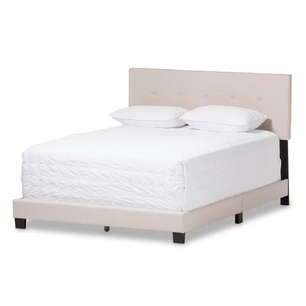 Hampton Modern Light Beige Upholstered King Size Bed, Baxton Studio, Mfr#: 136-7450