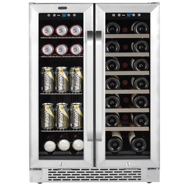 24″ Built-In French Door Dual Zone Wine Refrigerator/Beverage Center, Whynter, Mfr#: BWB-2060FDS