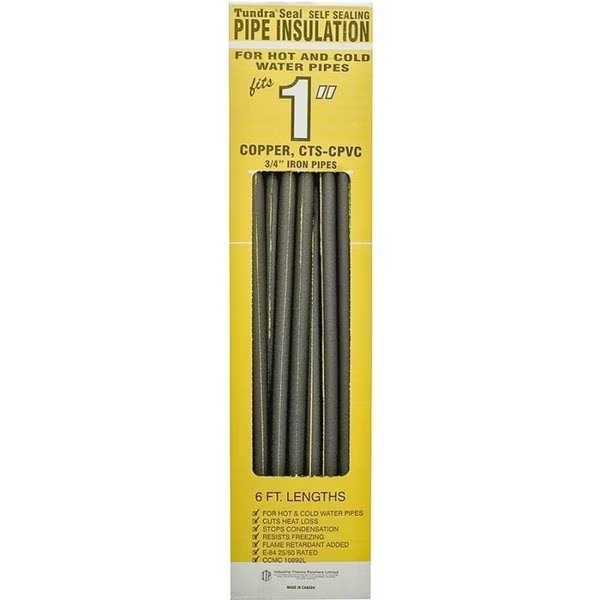 PR38118TW Pipe Insulation, 6 ft L, Polyolefin, Charcoal, 1 in Pipe, Tundra, Mfr#: 31181T/PR38118TW