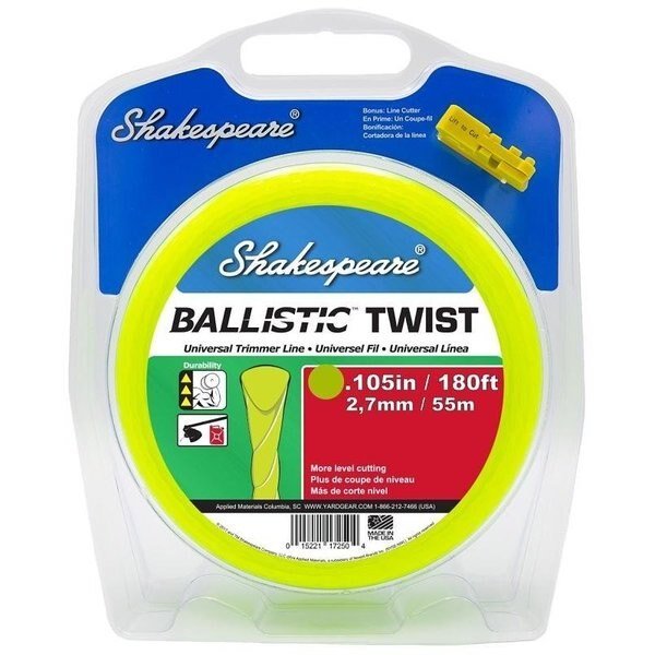 Ballistic Trimmer Twist Line, 0105 in Dia, 180 ft L, Shakespeare, Mfr#: 17250