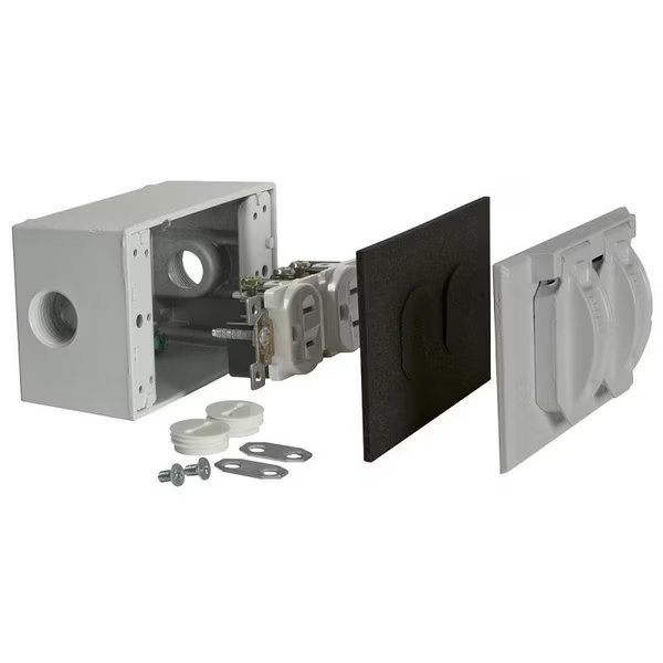 Electrical Box Cover, 1 Gang(s), Aluminum, Flip/Snap, Duplex Cover, Bell Outdoor, Mfr#: 5839-5WRTR