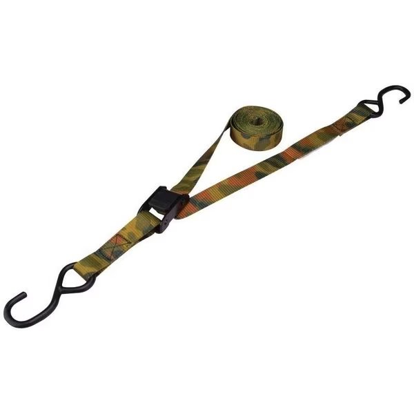 TieDown, 1 in W, 10 ft L, Polyester Webbing, Metal Buckle, Camouflage, 400 lb, SHook End Fitting, Prosource, Mfr#: FH64068