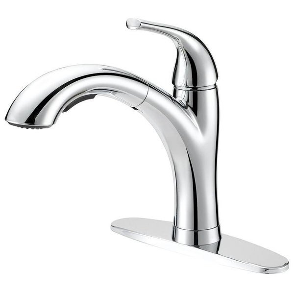 PullOut Kitchen Faucet, 18 gpm, 1Faucet Handle, 1, 3Faucet Hole, MetalPlastic, Chrome, Boston Harbor, Mfr#: TOBI21040009CP