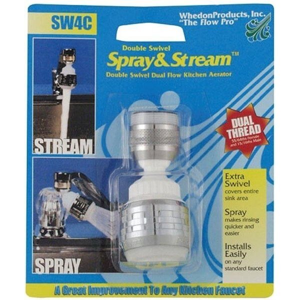 SprayStreamC Aerator Male x Female, BrassPlastic, Chrome Plated, 22 gpm, Whedon, Mfr#: SW4F