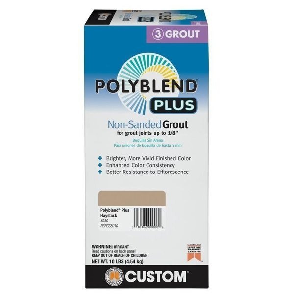 Polyblend NonSanded Grout, Solid Powder, Characteristic, Haystack, 10 lb Box, Custom Building Products, Mfr#: PBPG38010