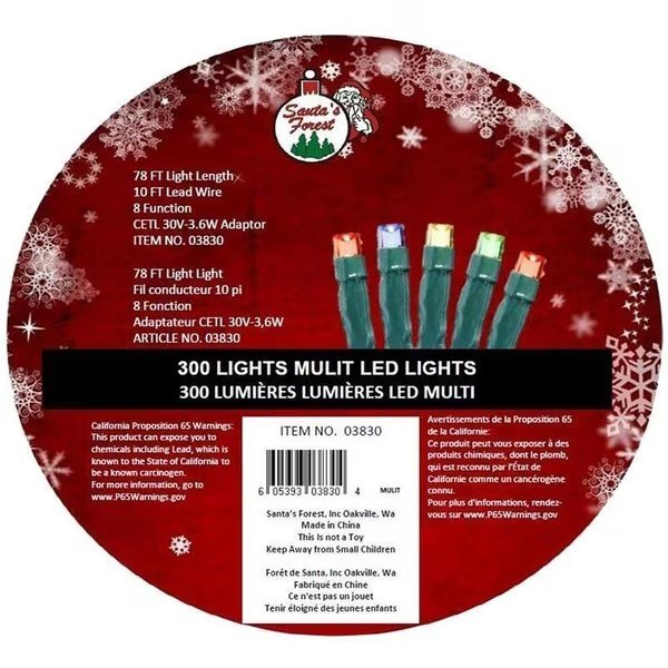 0 Rice String Light, Line, 3 VDC, 29V 36 W, 10Lamp, MultiColor Lamp, Santas Forest, Mfr#: 3830