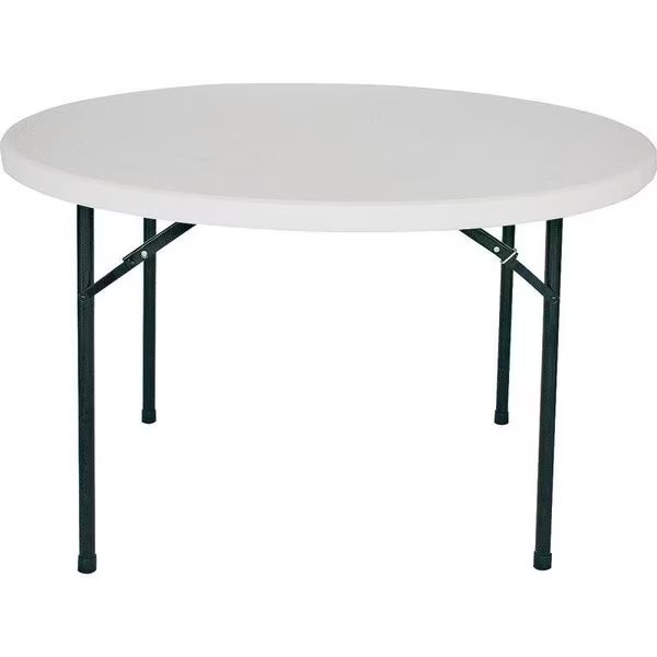 Folding Table, 48 in OAW, 48 in OAD, 2914 in OAH, Steel Frame, Polyethylene Tabletop, Simple Spaces, Mfr#: BT048X001A