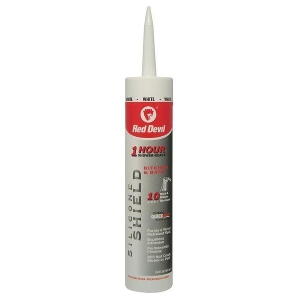 1 hr Shower Sealant, White, 24 hr Curing, 10 to 100 deg F, 9 floz Cartridge, Red Devil, Mfr#: 0816KB