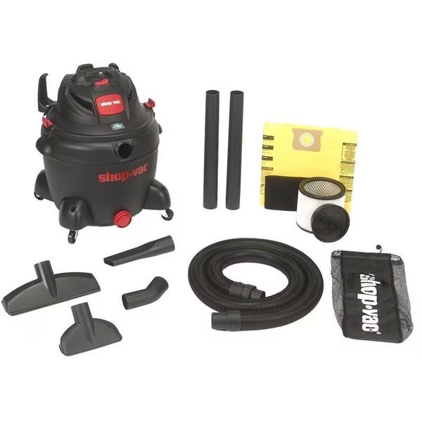 WetDry Vacuum, 16 gal Vacuum, 150 cfm Air, Cartridge, Disposable Filter, 65 hp, 120 VAC, Shop-Vac, Mfr#: 8252605