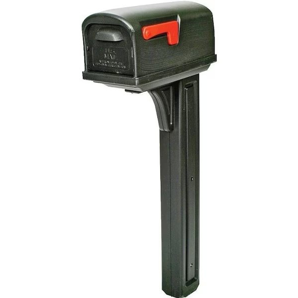 Gibraltar Mailboxes Classic GCL10000B Mailbox Post Combo, 800 cu-in Mailbox, Plastic Mailbox, Black, Gibraltar Mailboxes, Mfr#: GCL10000B