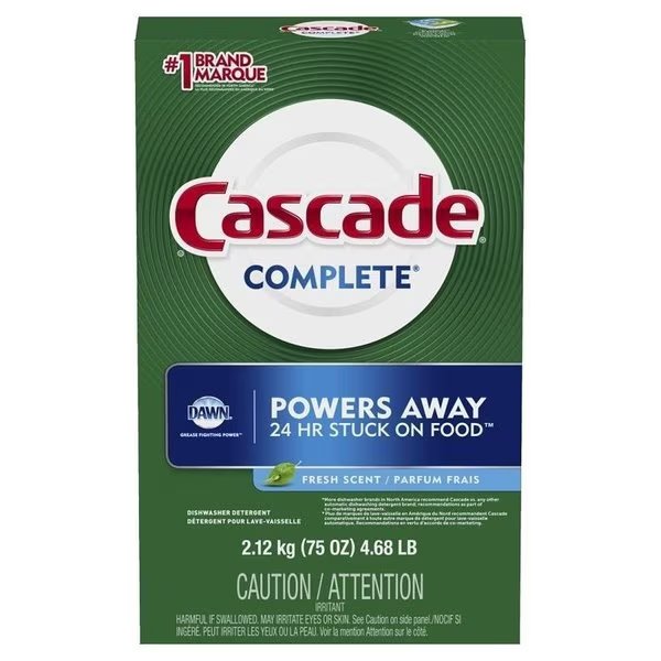 Dishwasher Detergent, 75 oz, Powder, Scented, White, Cascade, Mfr#: 33836