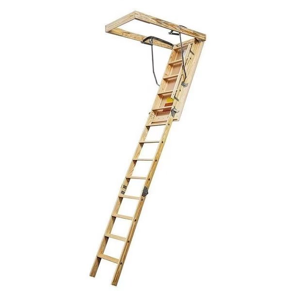 Attic Stair, 300 lb Duty Rating, 512 in W Step, MDFPlywoodSteel, American Stairways, Mfr#: S-101ESR5FT