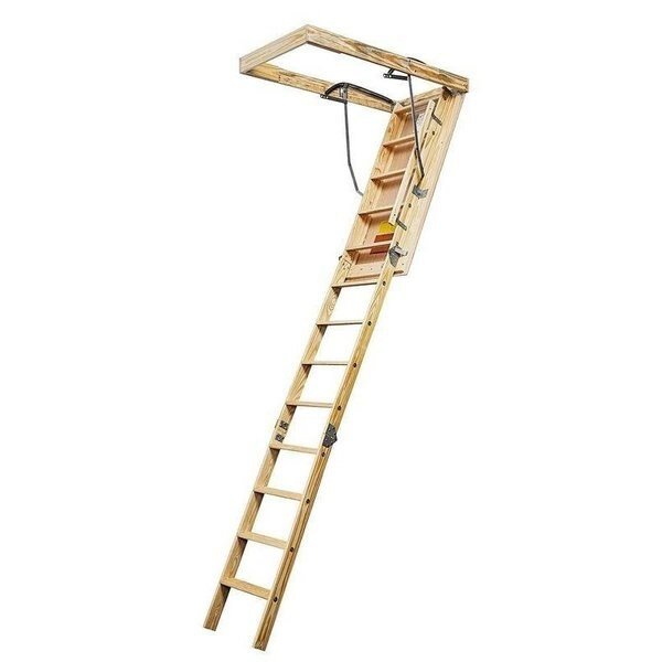 Husky 444 Series Disappearing Stairway, 8 ft 9 in H Ceiling, 11Step, 250 lb, 1 ft W Step, American Stairways, Mfr#: 4225489