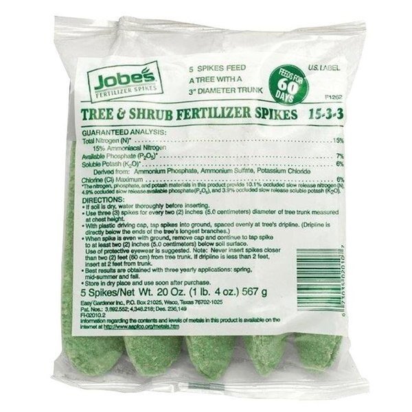 0 Fertilizer Spike Bag, Spike, Light Green, Slight Ammonia Bag, Jobes, Mfr#: 2010
