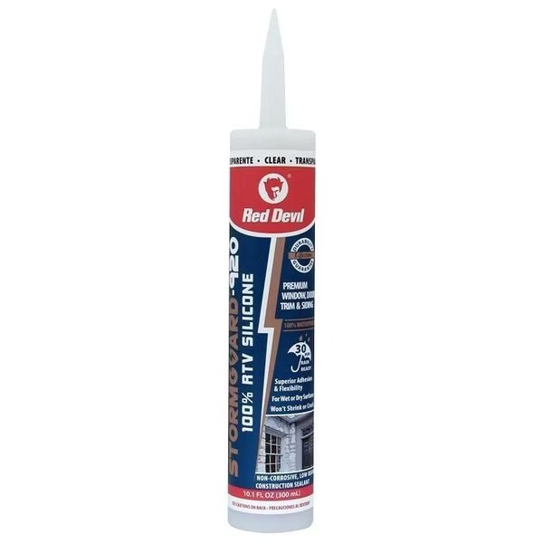 STORMGUARD Silicone Sealant, Clear, 10 to 100 deg F, 300 mL Cartridge, Red Devil, Mfr#: 787