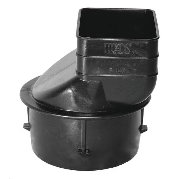 ADS Downspout Adapter, 3 x 214 x 212 in Connection, Pipe End, Polyethylene, Hancor, Mfr#: 0364AA