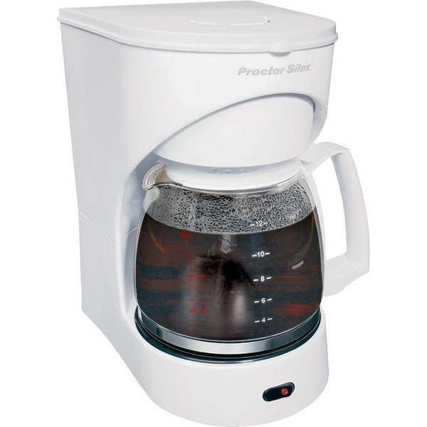 43501Y Coffee Maker, 12 Cups Capacity, 900 W, Glass, White, Automatic Control, Proctor-Silex, Mfr#: 43501PS