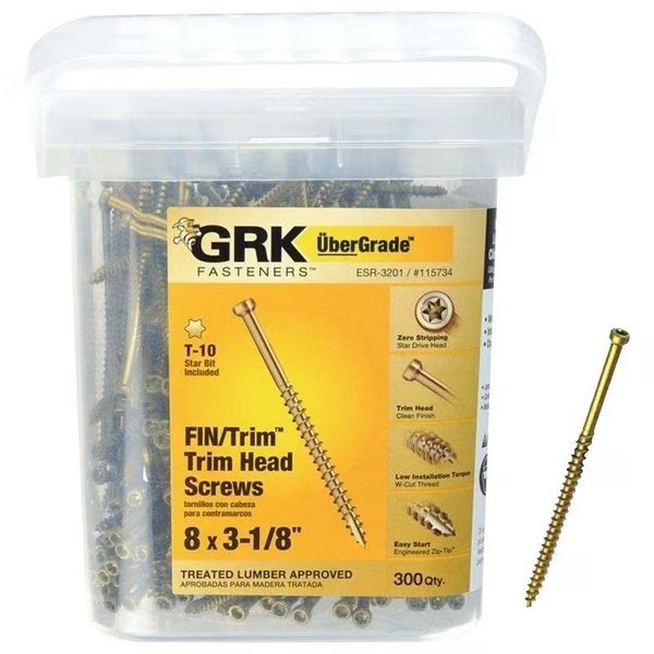 Deck Screw, #8 x 3-1/8 in, Steel, Torx Drive, Grk Fasteners, Mfr#: 115734