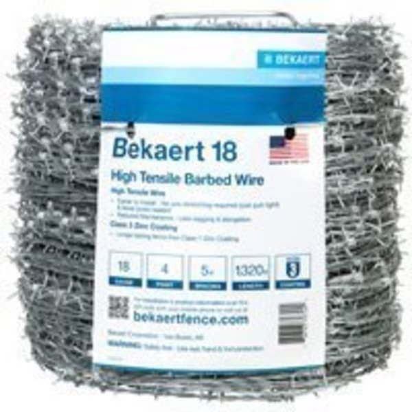 BEKAERT 206165 Barbed Wire, 18 ga, 1320 ft L, 4-Barbed Point, Bekaert, Mfr#: 206165