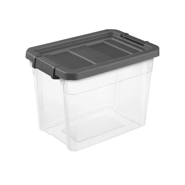 Stacker Box, 30 qt, Plastic, Gray