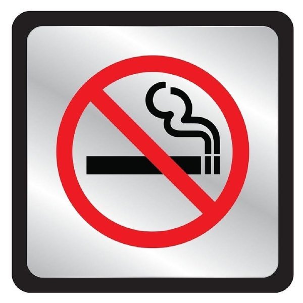 No Smoking Symbol Plaque, 4 in H x 4 in W Dimensions, Hy-Ko, Mfr#: 495