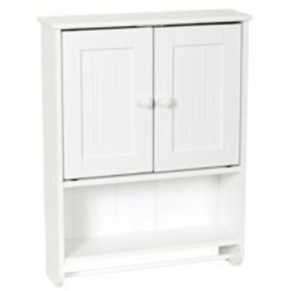 Zenna Home Cottage 9114W Wall Cabinet, 1-Shelf, 2-Door, Wood, White, Zenna Home, Mfr#: 9114W