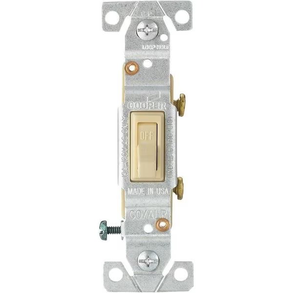 5221V7VBU Toggle Switch, 15 A, 120 V, Screw Terminal, Ivory, Eaton Wiring Devices, Mfr#: 5221-7V-BU