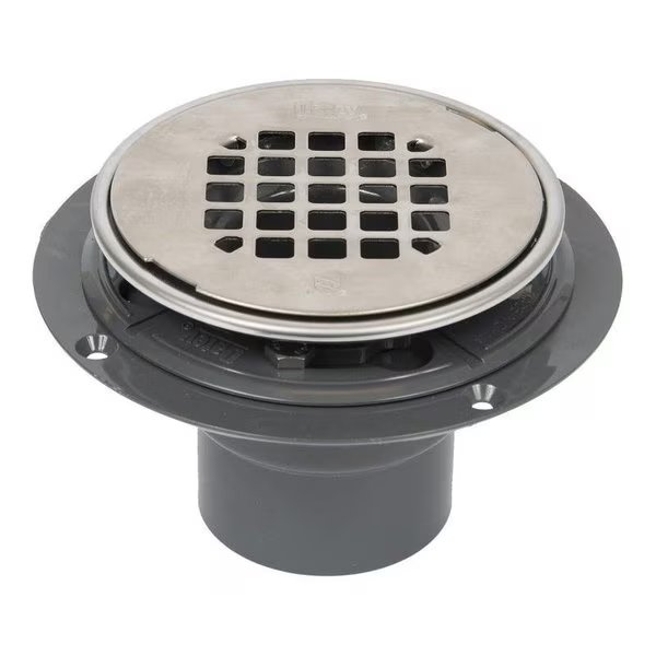 Round Drain, Stainless Steel, Polished Stainless Steel, For Tile and Marble Showers, Oatey, Mfr#: 42260